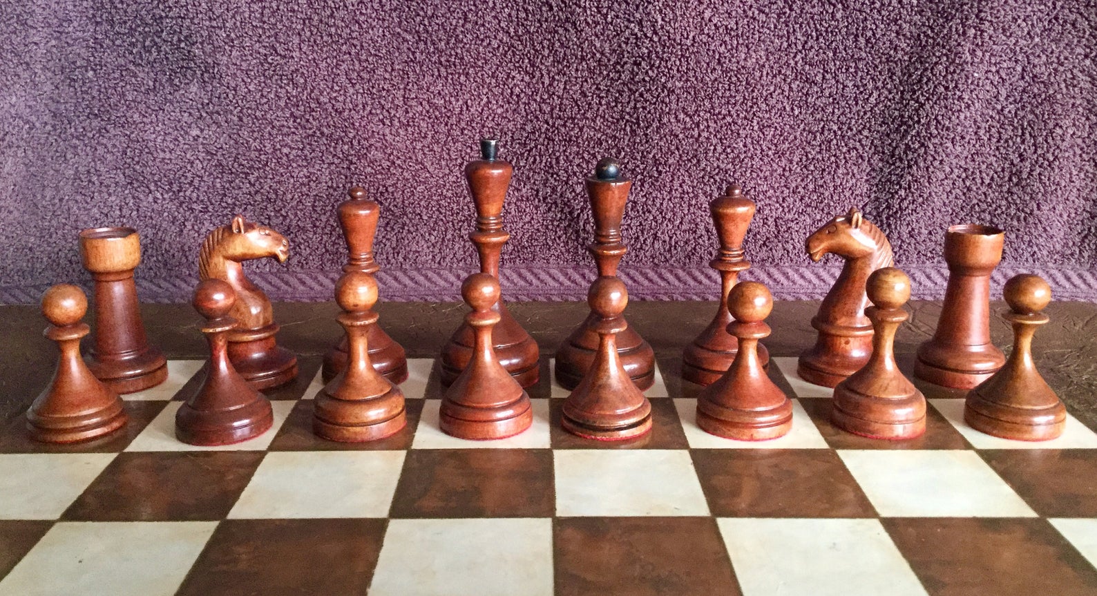 1933 Botvinnik Flohr-I Soviet Golden Rosewood Chess Pieces