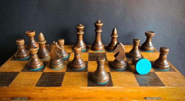 The Legionnaires Chess Set Black Pieces on Board