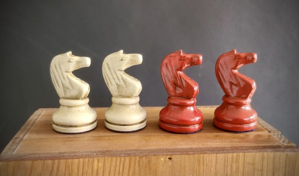 White and Red Knights from Soviet Grandmaster Chess Set