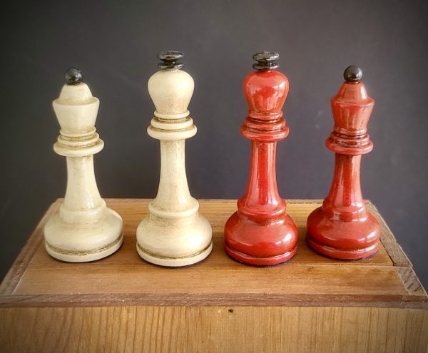 White and Red Kings and Queens from Soviet Grandmaster Chess Set